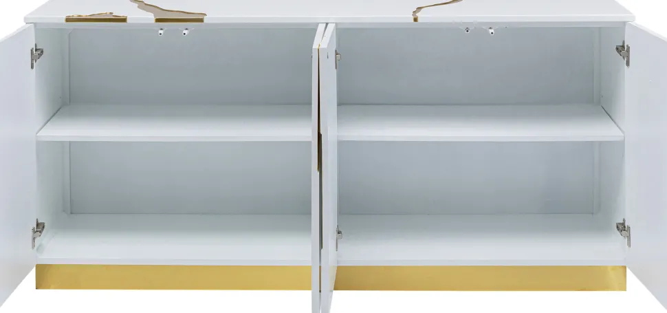 Sideboard Cracked Weiß Gold 165x80cm