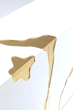 Sideboard Cracked Weiß Gold 165x80cm