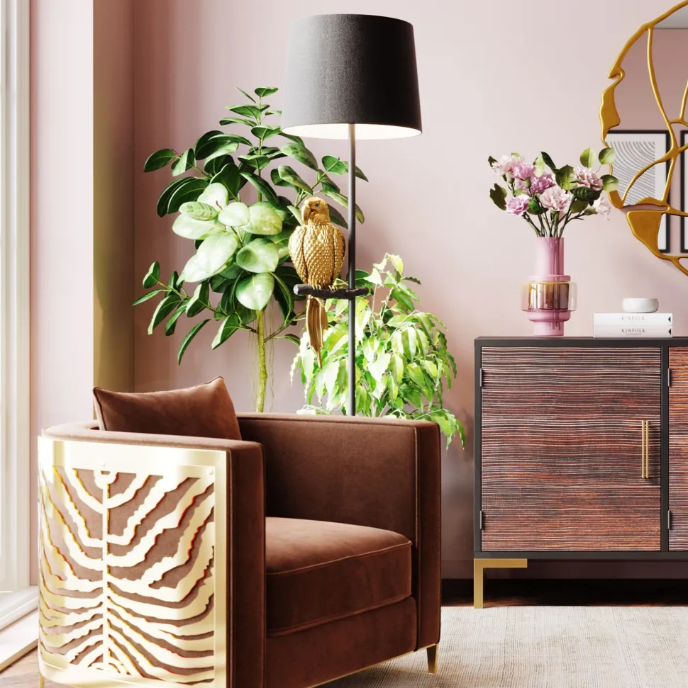 Stehleuchte Animal Parrot Gold 176cm