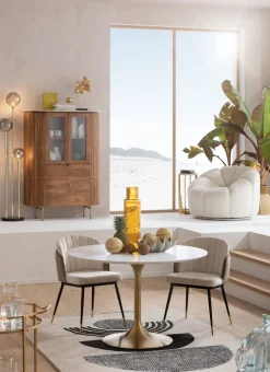 Tisch Invitation Set Weiß Brass Ø120cm