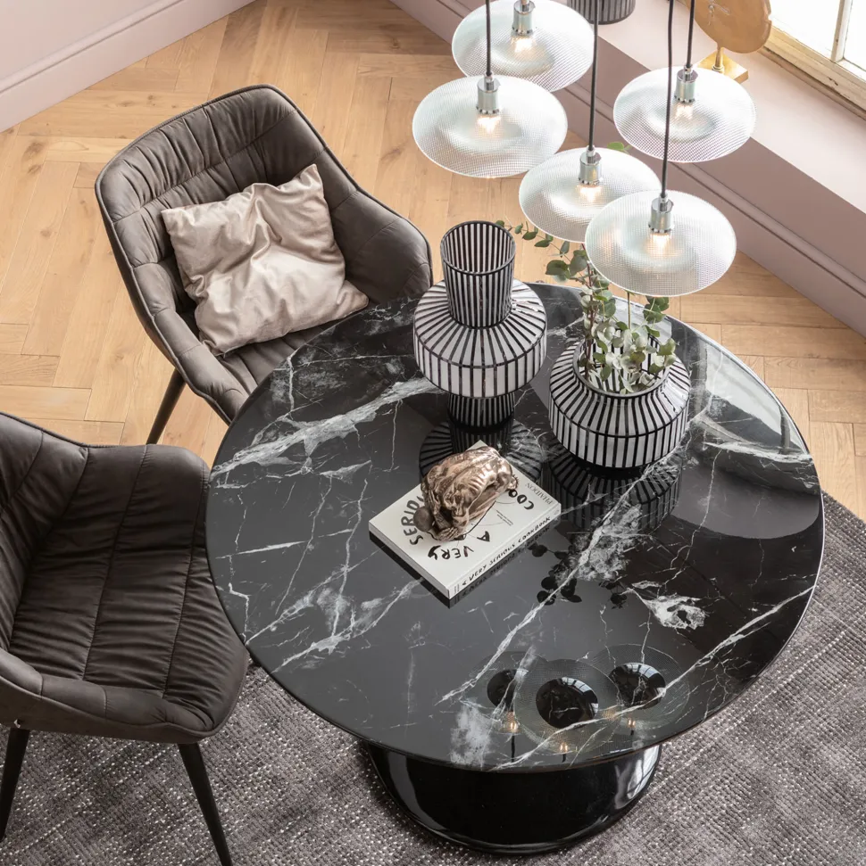 Tisch Solo Marble Schwarz Ø110