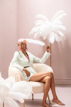 Tischleuchte Feather Palm Weiß 60cm