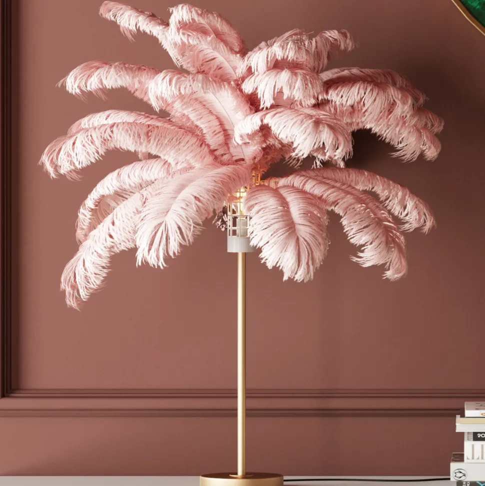 Tischleuchte Feather Palm Pink 60cm