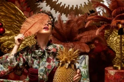 Tischleuchte Feather Palm Braun 60cm