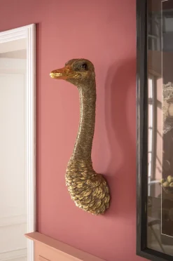 Wandschmuck Ostrich Gold 19x72cm