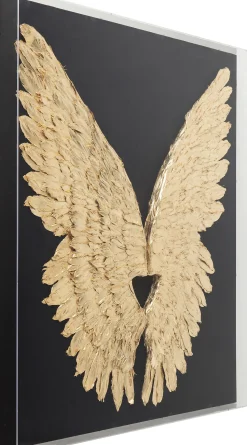 Wandschmuck Wings Gold Black 120x120cm