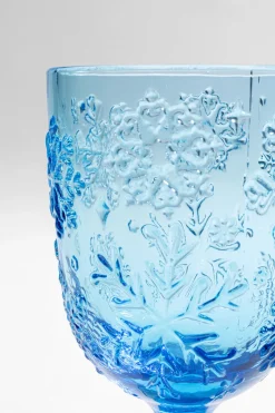 Weinglas Ice Flowers Blau